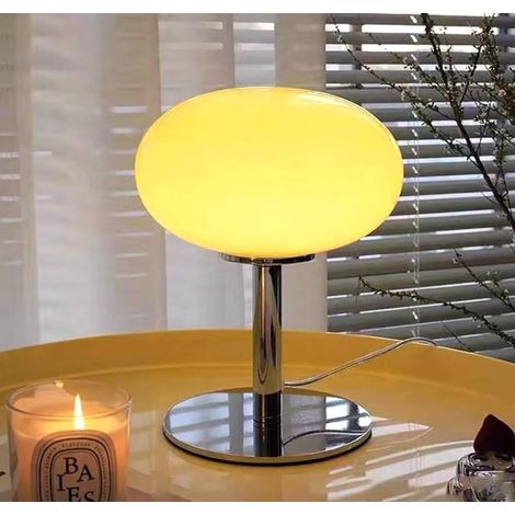 Lampe de table vintage en verre, éclairage décoratif rétro beige (1/5)