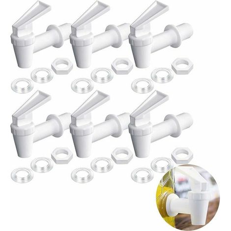6 Pcs Plastique Robinet, Robinet Distributeur Tonneau, Distributeur De Boissons, Pas De Gouttes, Pas De Fuites, Pour Fermenter Le Vin, La Bière, Le Jus De Fruits, Bec Verseur Réutilisable, Blanc