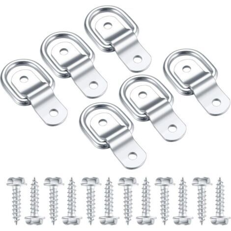 Anneaux D'arrimage en D, Crochet Fixation INOX, Anneau De Montage pour Anneau De Fixation, Darrimage Sangle 6 Pcs et 12 Vis pour Remorque Voiture, Hamac Bois, Camping (1/4)