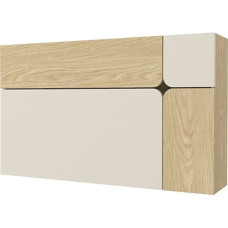 Bureau suspendu avec 3 portes – Beige et naturel – LYNATO (1/4)