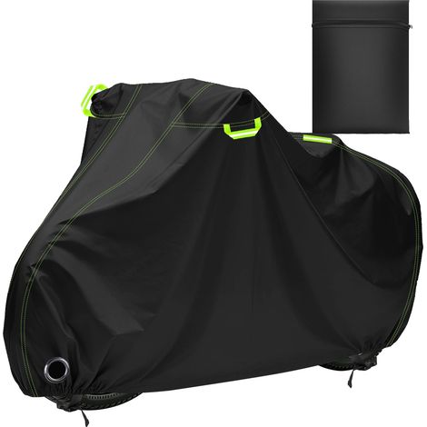 (Noir, 210x110x95CM) Housse de vélo, imperméable et résistante à la pluie, avec trou pour cadenas et bandes réfléchissantes. (1/5)