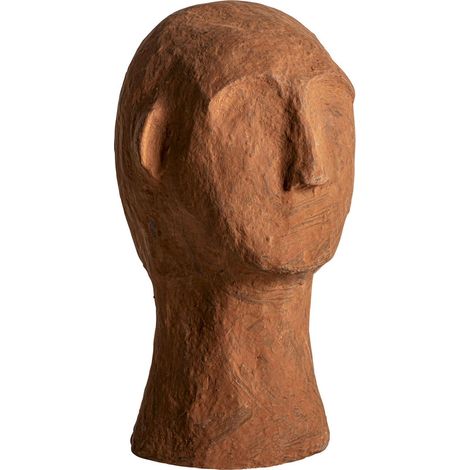 Buste décoratif en papier mâché finition vieilli marron - Marron vieilli effet artisanal (1/2)