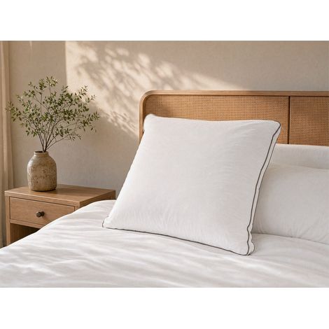Guanciale sensazione piuma 65 x 65 cm in Percalle di cotone 91 fili/cm² 700 g Bianco - AUXENCE (1/2)