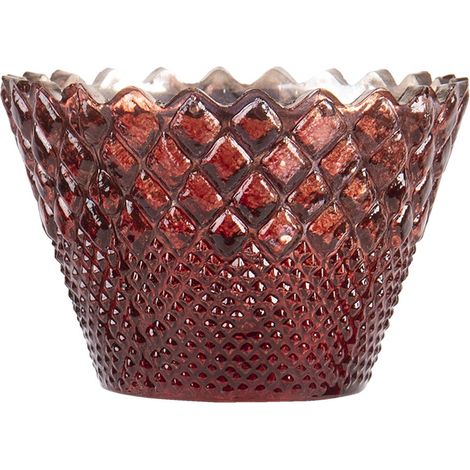 Photophore en Verre Rouge Porte-Bougie Chauffe-Plat pour Décoration de Table Ø 10 x 7 cm - PANGIVO