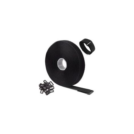 5 m verstellbare, wiederverwendbare schwarze Kabelbinder mit 25 Schlaufen und Klettverschluss für das Kabelmanagement (5 m x 2 cm, Schwarz) - Crezuo
