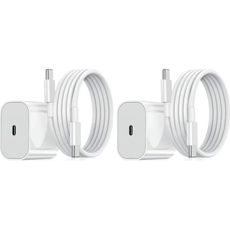 Lot de 2 chargeurs pour Samsung : chargeur rapide, adaptateur et câble 20 W, blanc, taille unique. (1/2)