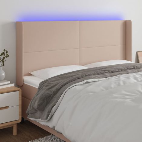 LED Kopfteil Cappuccino-Braun 183x16x118/128cm Kunstleder (1/5)