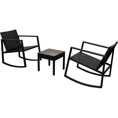 Maison Exclusive - 3-tlg. Bistro-Set Poly Rattan Schwarz (1/5)
