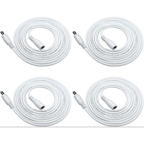 Rallonge Cordon D'alimentation DC 2,1mm x 5,5 mm Mâle à Femelle Connecteur pour Adaptateur Secteur, LED, CCTV Camera Power, Voiture, Moniteurs, et Plus - Blanc (1/5)