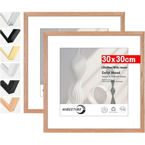 Bilderrahmen Passepartout Display 20x20cm Holz Eiche 30x30cm 2x (1/5)