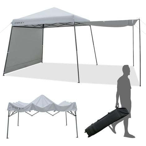 COSTWAY Gazebo Pieghevole 3 x 3 m, con Pareti/Tende Parasole, Gazebo Pop Up Impermeabile e Protettivo da Sole, con Altezza Regolabile e Borsa a Ruote, per Giardino Spiaggia e Campeggio