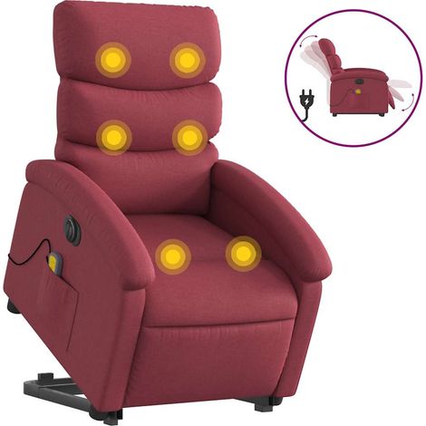 Maison Exclusive - Sillón de masaje elevable eléctrico tela rojo