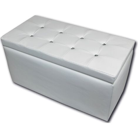 Baule Cassapanca Pouf Contenitore in Similpelle Silvia Bianco (1/2)