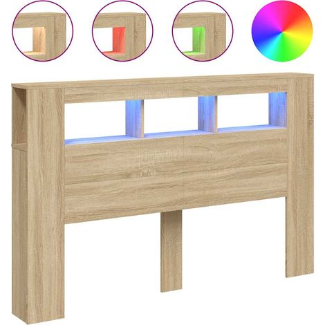 Maison Exclusive - Cabecero LED madera ingeniería roble Sonoma 16