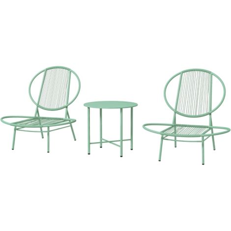 Ensemble table et chaises de repas 3 pièces, petite table + chaise de jardin, vert, meuble polyvalent design moderne pour jardin et salle à manger