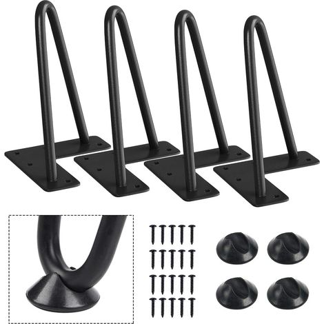 Pieds de meubles de 15 cm, noirs, lot de 4  Conviennent pour les supports TV, les canapés, les armoires, etc. (1/5)
