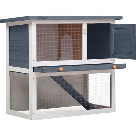 INLIFE Clapier d'extérieur 1 porte Gris Bois (1/5)