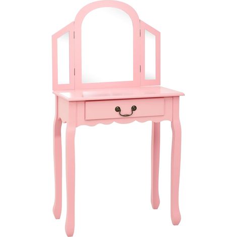 Maison Exclusive - Tavolo da Trucco con Sgabello Rosa 65x36x128 cm Paulownia e MDF (1/5)