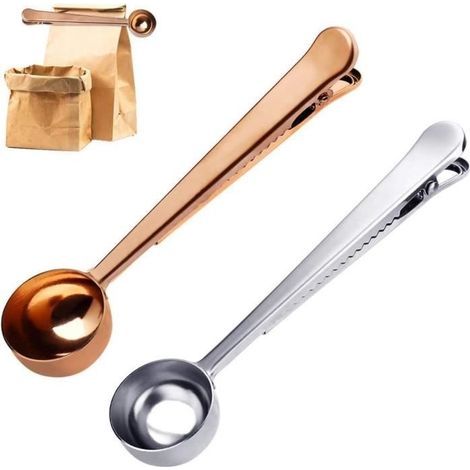 Cucchiaini da caffè - Non specificato - Set da 2 - Oro e argento - Chiusura a clip - Acciaio inossidabile (1/4)