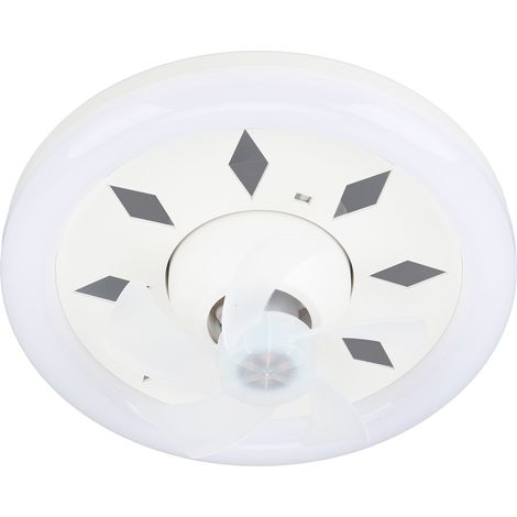 Ventilateur de plafond 30 cm (11,8 po) 60 W avec éclairage LED E27 à intensité variable, télécommande, 3 vitesses, 5 pales, rotation à 360°, 85-265 V (1/5)