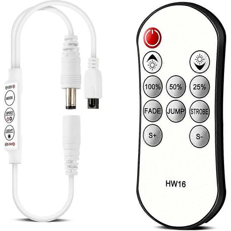 Ferngesteuerter Dimmer für monochrome LED-Streifen, 5-24V Funksteuerung für 3528/5050 LED-Streifen. (1/5)