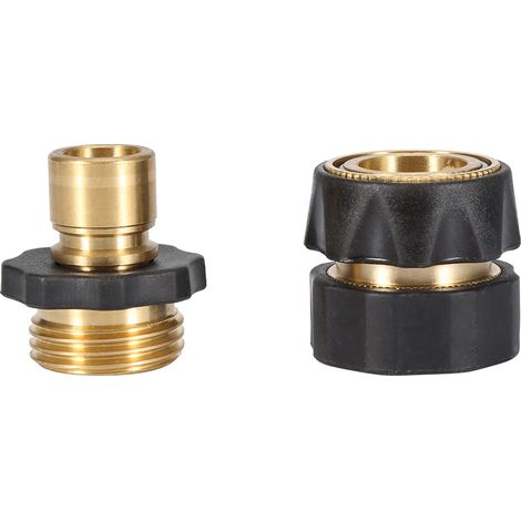 Kit de raccords rapides pour tuyau d'arrosage Laiton massif Connecteur mâle et femelle 3/4" étanche anti-fuite durable (1/5)
