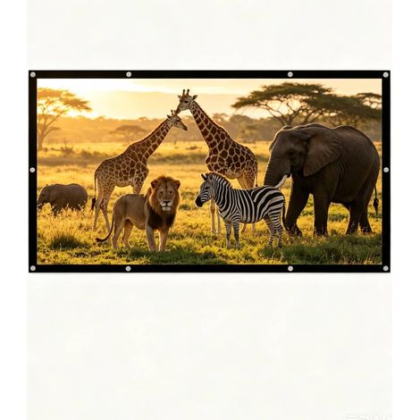 Écran de Projection Portable, Écran de Projecteur Pliable Extérieur 72 Pouces 16:9Double Face Anti-Plis avec pour Projecteur Tissu Polyester, Écran de Rideau de Projecteur Blanc pour Camping (1/5)