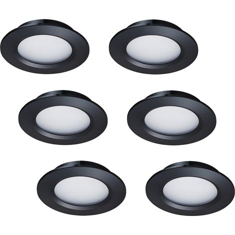 Lot de 6 lumières LED 12 V pour camping-car, remorque, bateau, lumière du jour 6000 K, 300 lumens, 3 W, basse tension, mini lampe encastrée à intensité variable, noire [Classe énergétique C] (1/5)