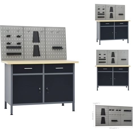 vidaXL Workbench with Three Wall Panels (145346+145351) (1/5)