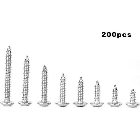 200-teiliges Set selbstschneidender Kreuzschlitzschrauben M3.5 aus Edelstahl 304 mit flachem Kreuzschlitzkopf
