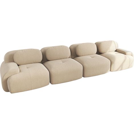CHICFURN Divano angolare modulare 388x103x70 cm in tessuto a coste beige senza montaggio