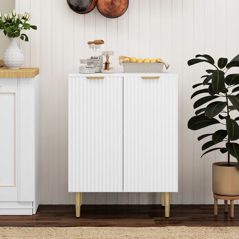 Buffet cuisine meuble de rangement avec 2 portes étagère réglable pieds métalliques surélevés 60 x 40 x 80 cm blanc (1/5)