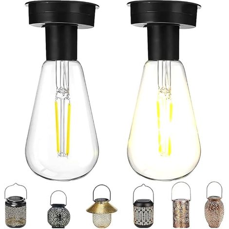Ampoule Solaire Exterieur, 2 Pièces 8.5 cm Lampe Solaire Jardin Rechange, Lampe Solaire de Rechange avec Ampoule LED Brillante, Éclairage Solaire D'extérieur Décoration DIY (2PCS) (1/5)