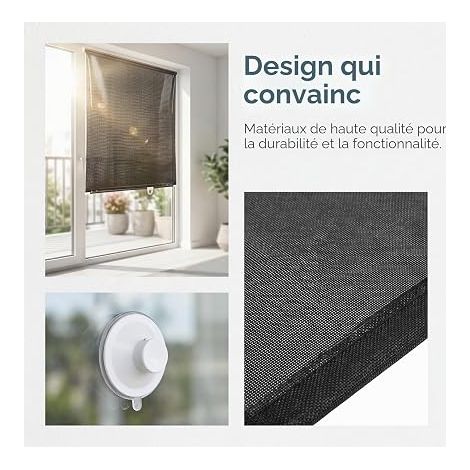Rideau avec ventouses - Protection solaire pour chambre à coucher et salon - Installation sans perçage (1/4)