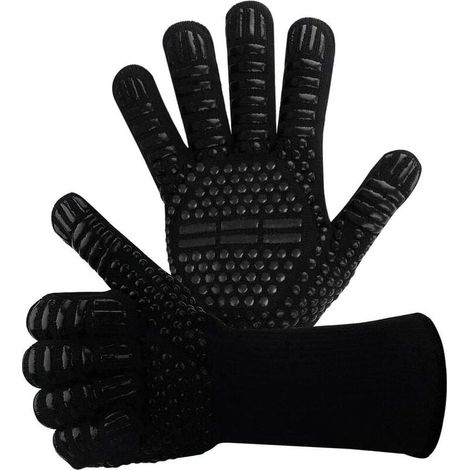 Gants de barbecue, gants de four d'extérieur résistants à la chaleur jusqu'à 800 °C Gants de four antidérapants résistants à la chaleur pour griller, griller, cuire au four, cheminée (1/5)