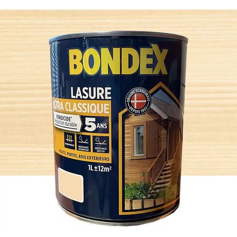 Bondex – Lasure extérieure fongicide incolore 1 L – Protection 5 ans pour bois – Résines acryliques pour durabilité – Aspect satiné (1/2)