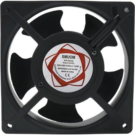 Caja de conexión para chimenea con ventilador axial, resistente a altas temperaturas, aspas reemplazables, bajo nivel de ruido, de aplicación universal, 120 x 120 x 38 mm (1/4)