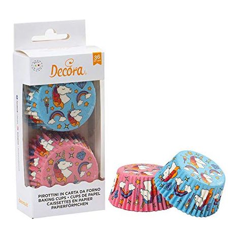 Pirottini per muffin blu e rosa unicorno 50x32mm 36 pezzi Unicorno (1/2)