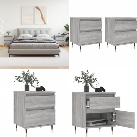 Nachttische 2 Stk. Grau Sonoma 40x35x50 cm Holzwerkstoff - Nachttisch - Beistelltisch - Wohnzimmermöbel - Schlafzimmerschreibtisch - Grau - Home & Living (1/5)
