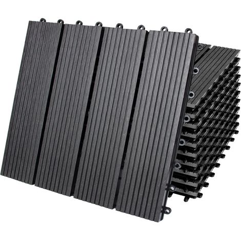 Deuba – Dalles clipsables en bois composite WPC 30 x 30 cm – Antidérapantes et résistantes aux intempéries – Système de fixation par clips – Lot de 11