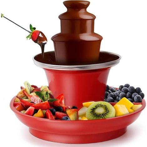Fontaine à chocolat électrique à 3 étages avec plateau amovible, idéale pour faire fondre fromages, queso et bonbons. Parfaite pour les fêtes, les réunions et les mariages. Contenance : 500 ml (17 oz) (1/5)