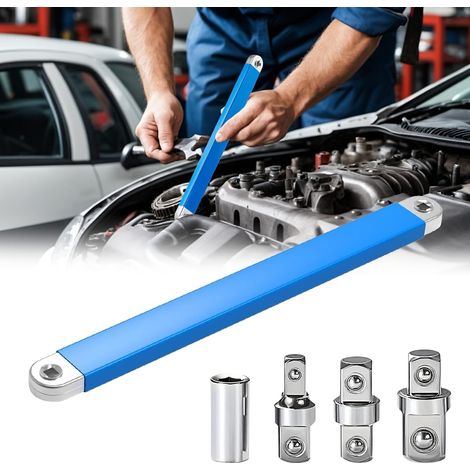 Versetzter Verlängerungsschlüssel, professioneller Ratschenverlängerungsschlüssel mit 1/2", 1/4" und 3/8" Antriebsadapter für verlängerten Universalschlüssel (1/5)
