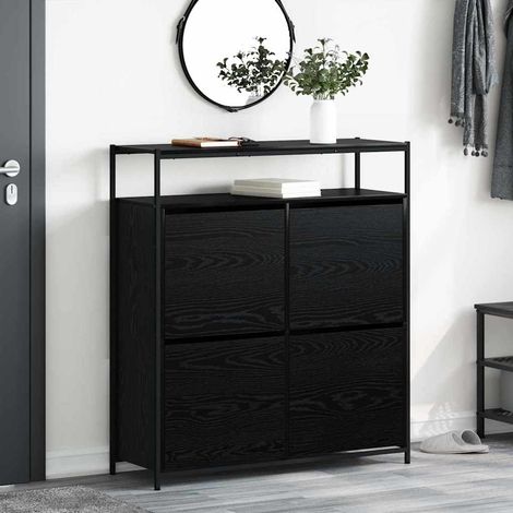 Schuhschrank mit Regal Schwarz Eichen-Optik 100 x 34 x 112 cm