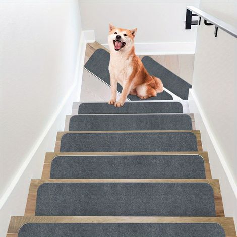 Tapis De Marche Antidérapant En 15 Pièces, Tapis D'escalier Intérieur Et Extérieur Pour Les Marches En Carrelage Et En Béton, 7022 Cm-Gris (1/5)