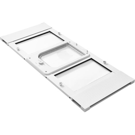 Mophorn Gatera ajustable para ventana de 78,7-91,4 cm con puerta para gato de 4 modos de cierre, marco de aluminio y vidrio transparente, cierre magnético ideal para mascotas pequeñas, blanco (1/5)