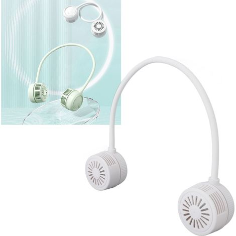 Ventilador de cuello portátil sin aspas, recargable por USB, silencioso, plegable, pequeño, para acampar, viajar, hacer senderismo, practicar deportes, blanco. (1/5)