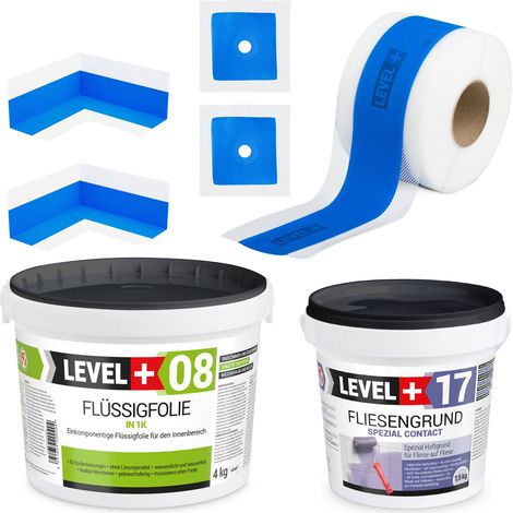 LEVEL+ Dichtset für Duschabdichtung Bad Dichtband Flüssigfolie 4kg SET334 (1/4)