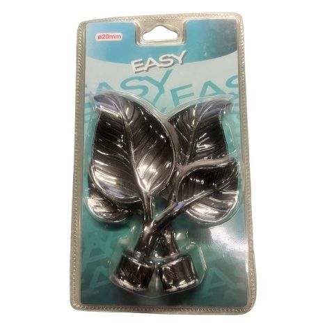 2PZ TERMINALE DECORATIVO D.20MM COL.NERO-ARGENTO