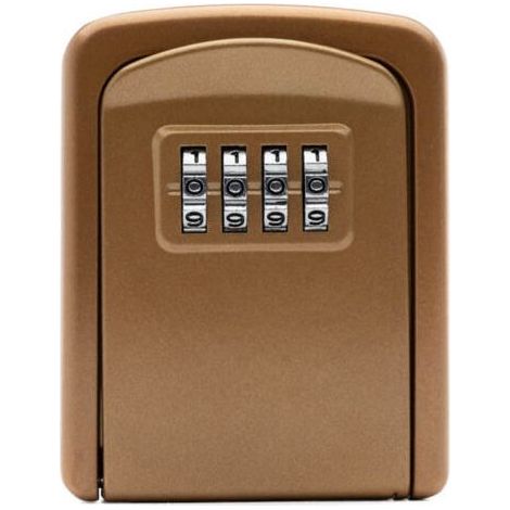 Wall Mounted Key Lock Box with Combination Password, Metal Key Safe for Home Office and Factory, Gold (1/4)