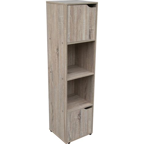 Libreria salvaspazio moderna ripiani e ante 30x29x120 Oreni - Rovere (1/5)